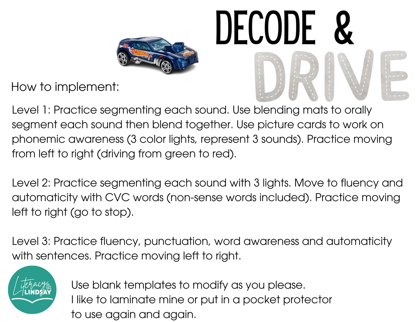 Decode and Drive- PLUS Teacher Slides