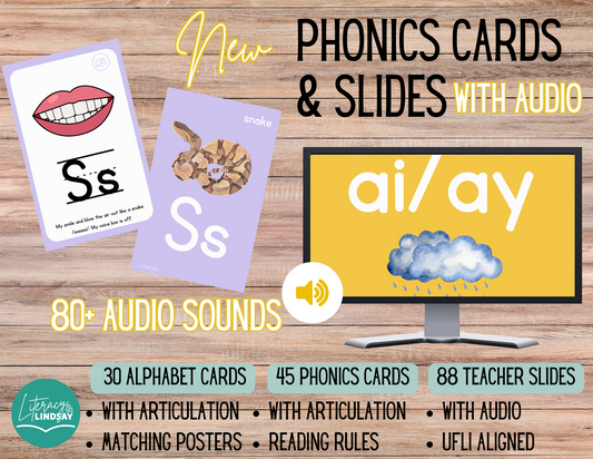 New Phonics Flash Cards & Teacher Slides with AUDIO