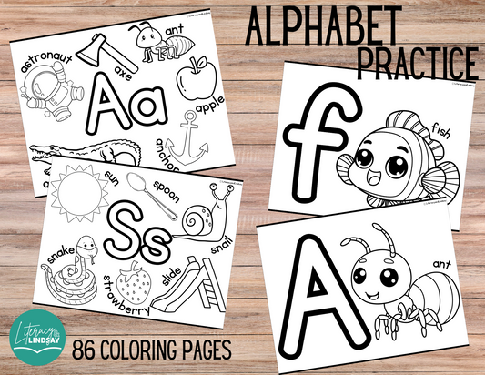 Alphabet Practice- Coloring Sheets