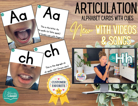 Alphabet Articulation Flash Cards & 3 INSTRUCTIONAL VIDEOS