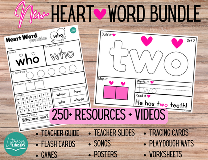 Heart Word Bundle - Songs, VIDEOS, Slides to teach Heart Words