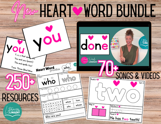 Heart Word Bundle - Songs, VIDEOS, Slides to teach Heart Words