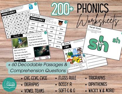 200+ Phonics Worksheet BUNDLE