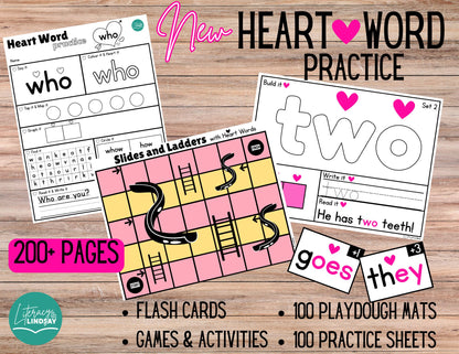 Heart Word Practice - 200+ Pages